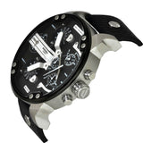 Diesel Mr Daddy Chronograph Black Dial Black Leather Strap Watch For Men - DZ7313 Authentic Buy Shop Now