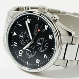 Hugo Boss View Chronograph Black Dial Silver Steel Strap Watch For Men - 1514008 Authentic Buy Shop Now