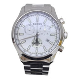 Gucci G Timeless Chronograph White Dial Silver Steel Strap Watch For Men - YA126472 Authentic Buy Shop Now