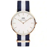 Daniel Wellington Classic Glasgow White Dial Two Tone NATO Strap Watch For Women - DW00100031 Authentic Buy Shop Now