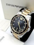 Emporio Armani Quartz Black Dial Two Tone Steel Strap Watch For Men - AR80017 Authentic Buy Shop Now