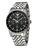 Emporio Armani Sportivo Chronograph Black Dial Silver Steel Strap Watch For Men - AR5984 Authentic Buy Shop Now