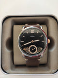 Fossil The Commuter Twist Black Dial Brown Leather Strap Watch for Men - ME1165 Authentic Buy Shop Now