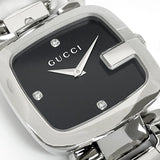 Gucci G Gucci Diamonds Black Dial Silver Steel Strap Watch For Women - YA125406 Authentic Buy Shop Now