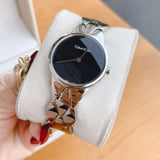 Calvin Klein Snake Black Dial Silver Steel Strap Watch For Women - K6E23141 Authentic Buy Shop Now