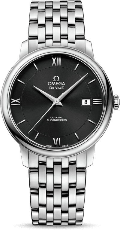 Omega De Ville Prestige Co-Axial Black Dial Silver Steel Strap Watch for Men - 424.10.40.20.01.001 Authentic Buy Shop Now