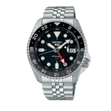 Seiko 5 Sports Automatic GMT Black Dial Silver Steel Strap Watch For Men - SSK001K1 Authentic Buy Shop Now
