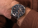 Fossil Townsman Automatic Black Dial Brown Leather Strap Watch for Men - ME3061 Authentic Buy Shop Now