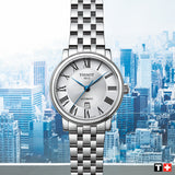 Tissot T Classic Carson Premium Automatic Lady Silver Dial Silver Steel Strap Watch for Women - T122.207.11.033.00 Authentic Buy Shop Now