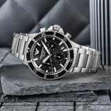 Emporio Armani World Explorer Black Dial Silver Steel Strap Watch for Men - AR11739 Authentic Buy Shop Now