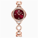 Swarovski Crystal Flower Red Dial Rose Gold Steel Strap Watch for Women - 5552783 Authentic Buy Shop Now