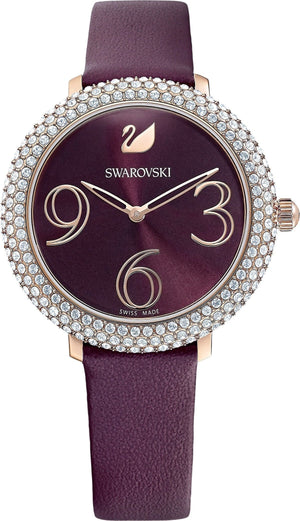 Swarovski Crystal Frost Red Dial Red Leather Strap Watch for Women - 5484064 Authentic Buy Shop Now