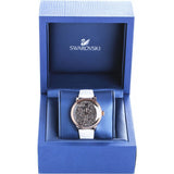 Swarovski Crystalline Hours Quartz Grey Dial Black Leather Strap Watch for Women - 5344635 Authentic Buy Shop Now