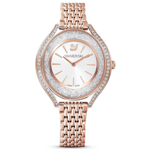 Swarovski Crystalline Aura Silver Dial Rose Gold Steel Strap Watch for Women - 5519459 Authentic Buy Shop Now