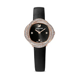 Swarovski Crystal Flower Black Dial Black Leather Strap Watch for Women - 5552421 Authentic Buy Shop Now