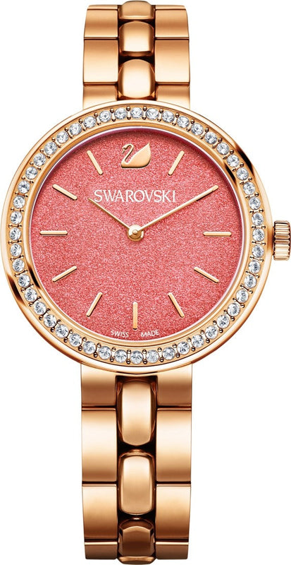 Swarovski Daytime Quartz Coral Dial Rose Gold Steel Strap Watch for Women - 5182250 Authentic Buy Shop Now
