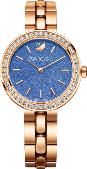 Swarovski Daytime Glittering Blue Dial Rose Gold Steel Strap Watch for Women - 5182277 Authentic Buy Shop Now
