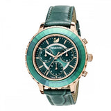 Swarovski Octea Lux Chrono Emerald Green Dial Green Leather Strap Watch for Women - 5452498 Authentic Buy Shop Now