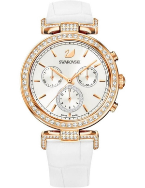 Swarovski Era Journey Silver Dial White Leather Strap Watch for Women - 5295369 Authentic Buy Shop Now