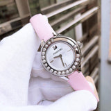 Swarovski Lovely Crystals Silver Dial Pink Leather Strap Watch for Women - 5261493 Authentic Buy Shop Now
