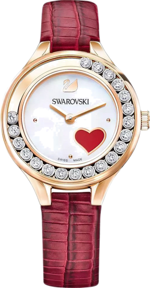 Swarovski Lovely Crystals Analog White Dial Red Leather Strap Watch for Women - 5297584 Authentic Buy Shop Now
