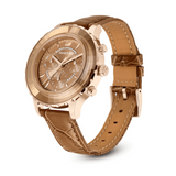 Swarovski Octea Lux Chrono Brown Gold Dial Brown Leather Strap Watch for Women - 5632260 Authentic Buy Shop Now