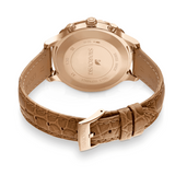 Swarovski Octea Lux Chrono Brown Gold Dial Brown Leather Strap Watch for Women - 5632260 Authentic Buy Shop Now