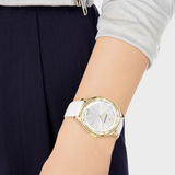 Swarovski Octea Nova Quartz White Dial White Leather Strap Watch for Women - 5295337 Authentic Buy Shop Now