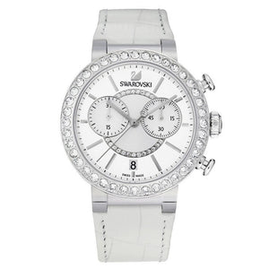 Swarovski Citra Sphere Chronograph White Dial White Leather Strap Watch for Women - 5027127 Authentic Buy Shop Now