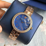 Swarovski Daytime Glittering Blue Dial Rose Gold Steel Strap Watch for Women - 5182277 Authentic Buy Shop Now