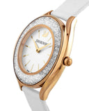 Swarovski Crystalline Aura Silver Dial White Leather Strap Watch for Women - 5519453 Authentic Buy Shop Now