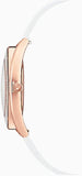 Swarovski Crystalline Aura Silver Dial White Leather Strap Watch for Women - 5519453 Authentic Buy Shop Now