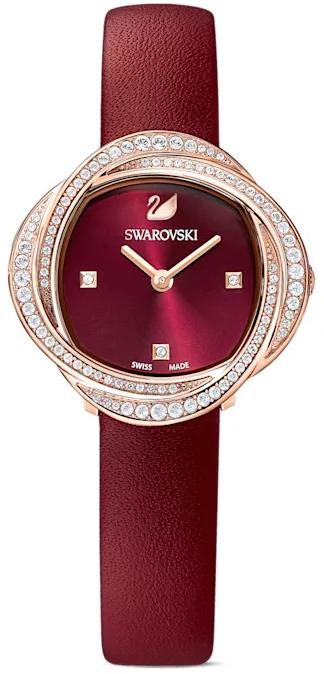 Swarovski Crystal Flower Red Dial Red Leather Strap Watch for Women - 5552780 Authentic Buy Shop Now