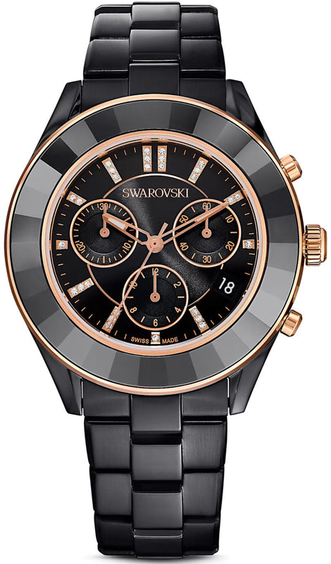 Swarovski Octea Lux Sport Black Dial Black Steel Strap Unisex Watch - 5610472 Authentic Buy Shop Now