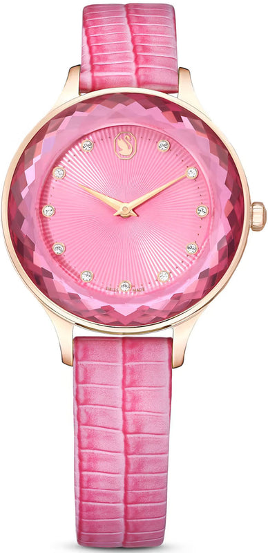 Swarovski Octea Nova Pink Dial Pink Leather Strap Watch for Women - 5650030 Authentic Buy Shop Now