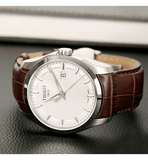 Tissot T Classic Couturier Chronograph White Dial Brown Leather Strap Watch For Men - T035.410.16.031.00 Authentic Buy Shop Now
