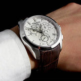 Tissot Couturier Chronograph White Dial Brown Leather Strap Watch For Men - T035.617.16.031.00 Authentic Buy Shop Now
