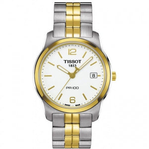 Tissot T Classic PR100 White Dial Two Tone Steel Strap Watch For Women - T049.210.22.032.00 Authentic Buy Shop Now