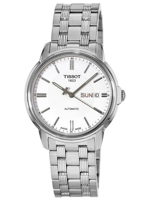 Tissot Automatics III Day Date White Dial Silver Steel Strap Watch For Men - T065.430.11.031.00 Authentic Buy Shop Now