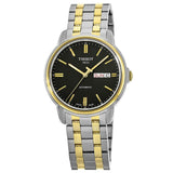 Tissot Automatics III Day Date Black Dial Two Tone Steel Strap Watch For Men - T065.430.22.051.00 Authentic Buy Shop Now