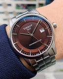 Tissot Luxury Powermatic 80 Brown Dial Silver Steel Strap Watch For Men - T086.407.11.291.00 Authentic Buy Shop Now