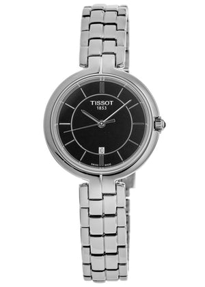 Tissot T Trend Flamingo Black Dial Silver Steel Strap Watch For Women - T094.210.11.051.00 Authentic Buy Shop Now