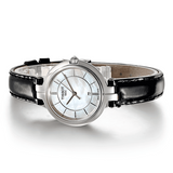 Tissot T Lady Flamingo Mother of Pearl White Dial Black Leather Strap Watch for Women - T094.210.16.111.00 Authentic Buy Shop Now