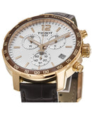 Tissot Quickster Chronograph 42mm White Dial Brown Leather Strap Watch For Men - T095.417.36.037.00 Authentic Buy Shop Now