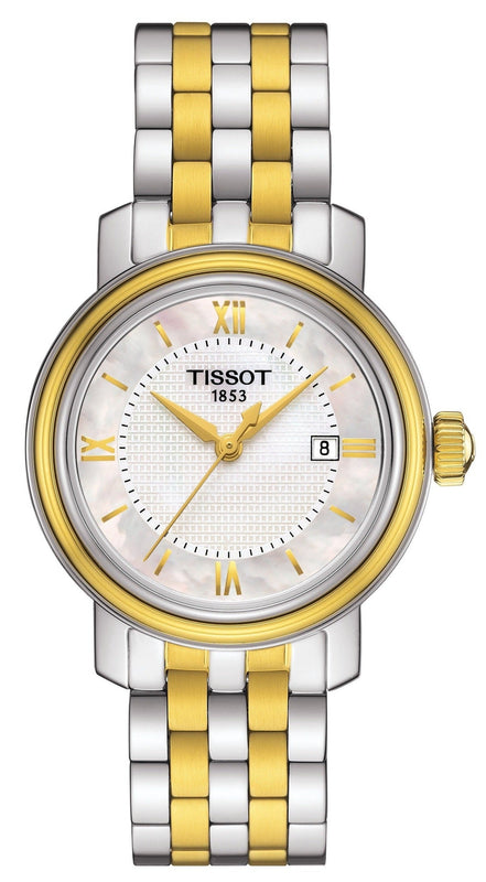 Tissot T Classic Bridgeport Silver Dial Two Tone Mesh Bracelet Watch For Men - T097.410.22.038.00 Authentic Buy Shop Now