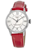 Tissot Chemin Des Tourelles Automatic Mother of Pearl White Dial Red Leather Strap Watch For Women - T099.207.16.118.00 Authentic Buy Shop Now