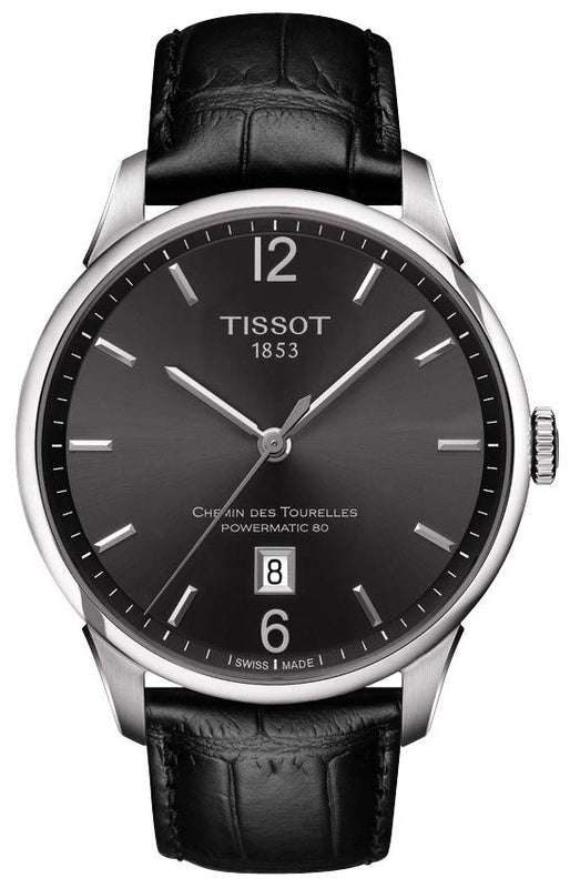 Tissot Chemin Des Tourelles Powermatic 80 Black Dial Black Leather Strap Watch For Men - T099.407.16.447.00 Authentic Buy Shop Now