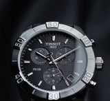 Tissot PR 100 Sport Quartz Chronograph Black Dial Black Leather Strap Watch For Men - T101.617.16.051.00 Authentic Buy Shop Now