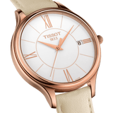 Tissot T Lady Bella Ora Round White Dial Beige Leather Strap Watch For Women - T103.210.36.018.00 Authentic Buy Shop Now