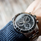 Tissot V8 Quartz Chronograph Black Dial Silver Steel Strap Watch For Men - T106.417.11.051.00 Authentic Buy Shop Now